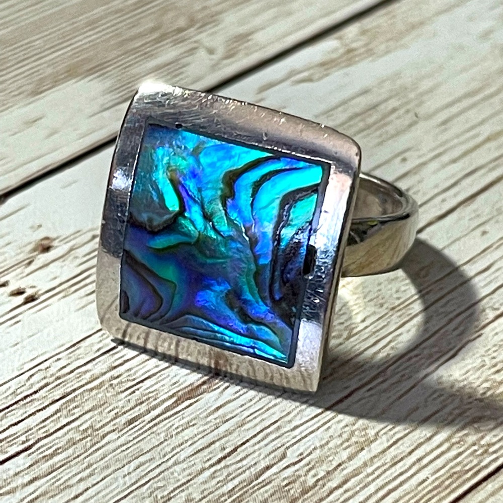 Abalone sterling silver ring